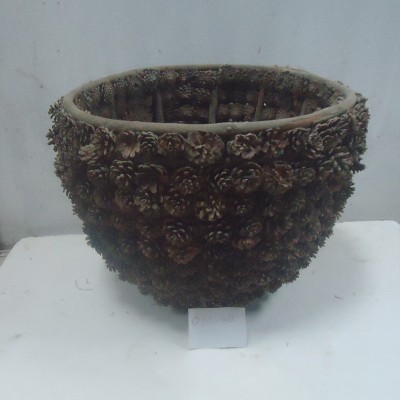 Rustic Pine Cone Basket Planter