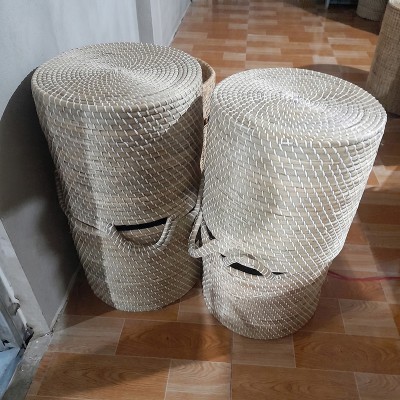 Round Seagrass Storage Baskets with Lids