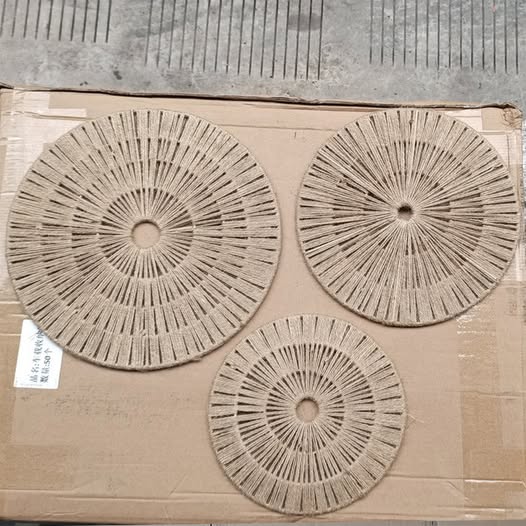 Handwoven seagrass radial placemats and sunburst wall decor set