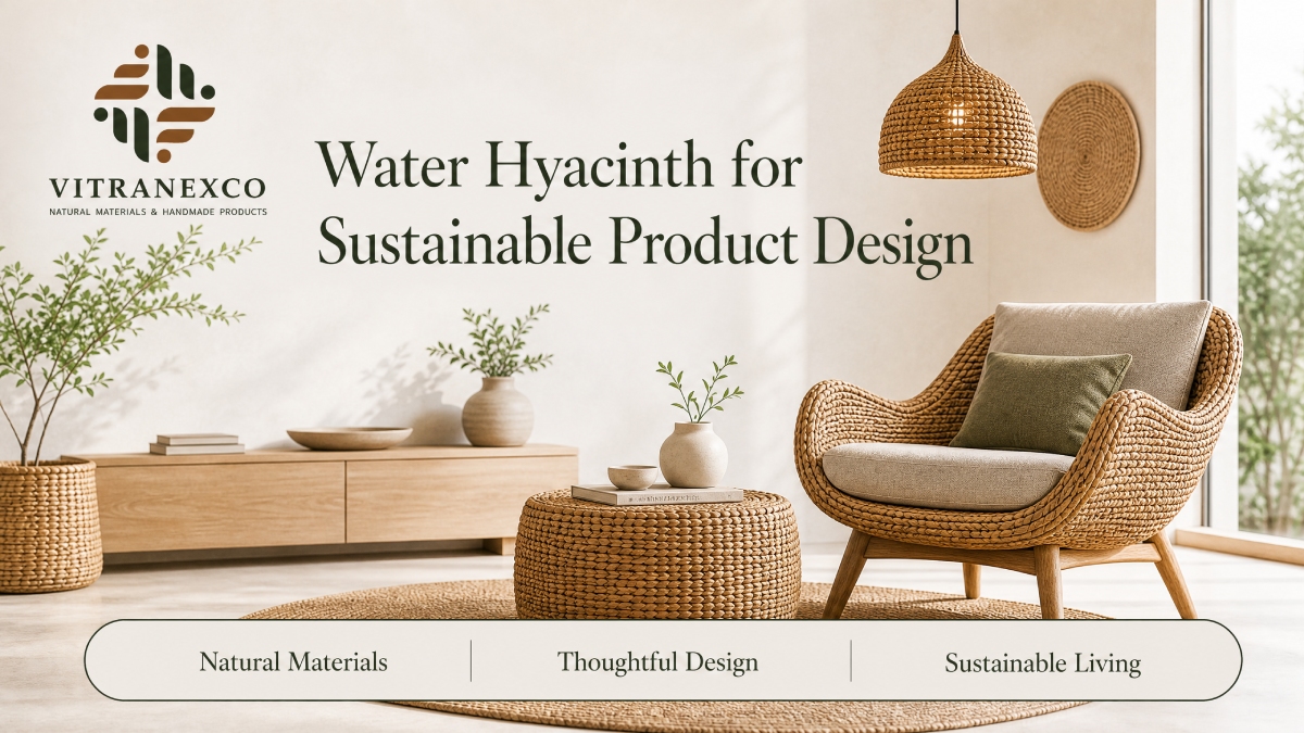 Natural water hyacinth design materials for furniture and home decor banner