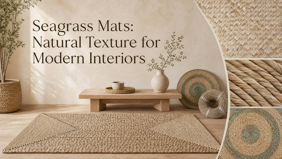 Natural Vietnamese seagrass woven mats for home decor and hospitality banner