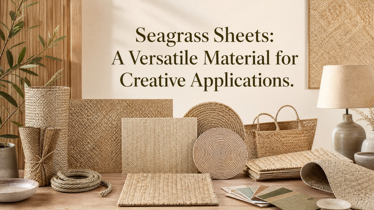 Natural Vietnamese seagrass woven mats for home decor and hospitality banner