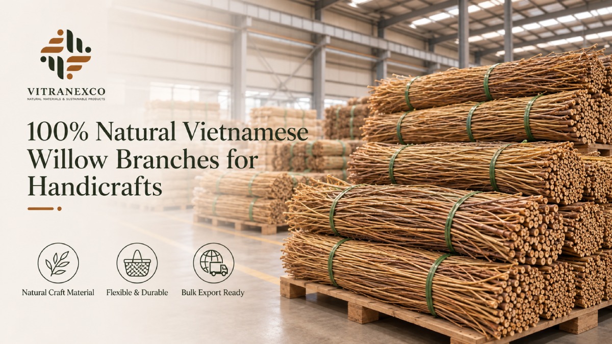 Unpeeled natural Vietnamese willow branch products collection banner